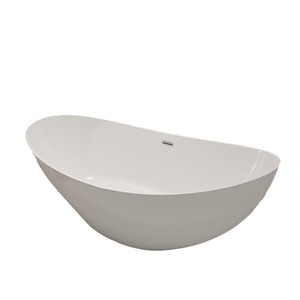 Vasca da Bagno Integrata Senza Giunture per Adulti, Forma Lunare, Autoportante, Stile Nordico per Casa, Hotel e B&B, in Acrilico con Massaggio, Design Moderno Sunrise - Product Image 5