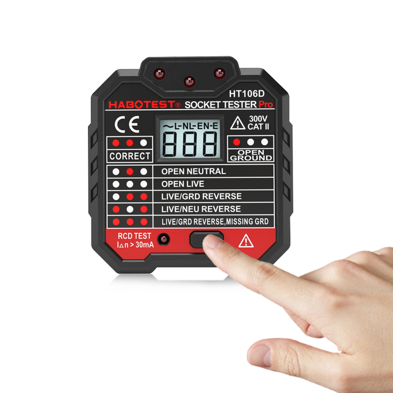 Habotest HT106 усовершенствованный GFCI электрический тестер розеток, автоматический нейтральный тестер проводов заземления