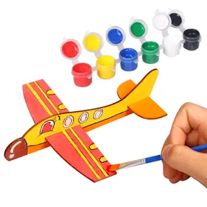DIY ahşap uçaklar, ahşap uçak oyuncaklar bitmemiş ahşap planör uçak modeli doğum günü aile okul zanaat için boya