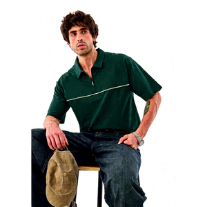 Camiseta de Golf de Manga Corta con Cierre para Hombre ONETEN APPARELS, Verde Sólido, Logotipo Bordado, Poliéster, Tejido de Punto, Secado Rápido, Informal - Product Image 1