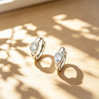 Bijoux fins de qualité supérieure, argent sterling 925, créoles ovales rondes en CZ, plaqué rhodium, créoles de 10 mm, bijoux personnalisés pour femmes, cadeau pour fille