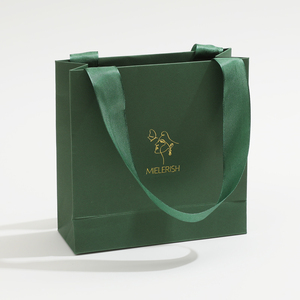 Custom Logo Ribbon Handle Luxury <b>Jewelry</b> Cosmetic Gift Clothing Shopping <b>Packaging</b> Paper Bag - Product Image 1