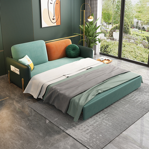 Modern Eco-Friendly Square Cotton Green Foldable Storable <b>Sofa</b> <b>Bed</b> Set for Hotel Rooms Lobbies Homes - Product Image 3