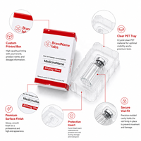 Boîte d'emballage en papier personnalisable pour flacon/bouteille de médicament avec insert en plastique, plateau de 1/2/3/4/5/10 emballages, emballage ODM et OEM