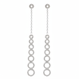 Pendientes largos redondos coloridos de piedra CZ blanca, venta al por mayor, joyería fina de plata esterlina 925 hecha a mano turca - Product Image 2