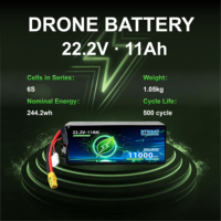 Baterai Lithium Polymer 22.2V 6S 5C Discharge 500+ Siklus Isi Ulang Baterai Daya Tinggi untuk Drone UAV