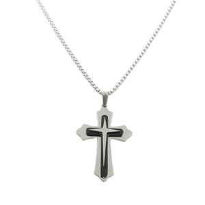 Stainless Steel <b>Cross</b> Pendant Necklace Men's Geometric Design Punk Style Fashion Jewelry 120179 - Product Image 3