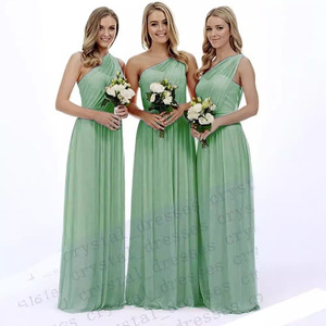 Robes de demoiselle d'honneur à une épaule, longues en mousseline de soie, élégantes, formelles, pour fête de mariage, pour femmes, taille 2-22W - Product Image 3