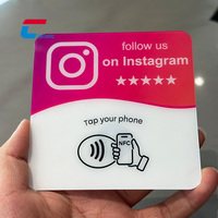 Plaque acrylique NFC programmable pour avis Google, 1 mm, étanche, carte Ntag213 avec adhésif pour le marketing des entreprises