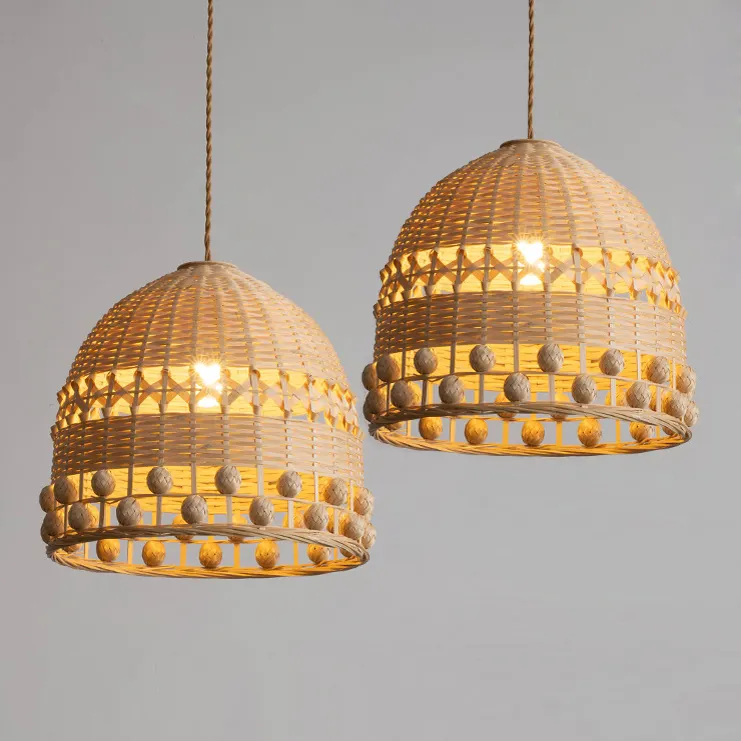 Nieuwe Product Restaurant Decoratie Hand Gebreide Natuurlijke Geweven Hanger Bamboe Licht