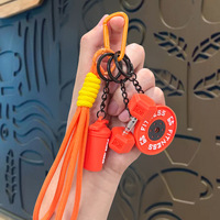 Porte-clés 3D en PVC haltère et barre de musculation, accessoires de fitness et de gym avec métal et impression sérigraphiée