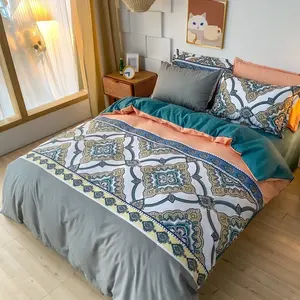 Wholesale print design bedding set 4 pcs pillow cases cushion cases comforter bed sheets set cotton bedding set home textiles