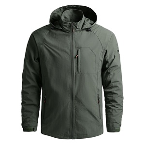 Blouson bomber <span class=keywords><strong>mi</strong></span>-long à capuche pour <span class=keywords><strong>homme</strong></span>, printemps-automne, avec fermeture éclair, coupe-vent, en nylon, multi-poches, style workwear et streetwear - Product Image 1