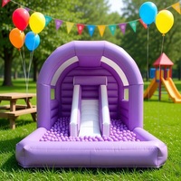 Château gonflable de qualité commerciale avec piscine à balles et toboggan, location pour fêtes en plein air, structure gonflable pour événements d'enfants