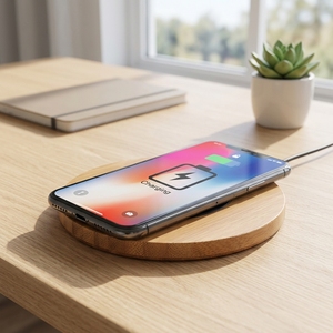 <span class=keywords><strong>Cargador</strong></span> Inalámbrico Portátil de Bambú de 5W con Logotipo Personalizado, Base de Carga Rápida para iPhone 15 14 y <span class=keywords><strong>Samsung</strong></span> S24 - Product Image 2