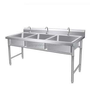 中国工厂价 304 不锈钢双槽厨房水槽 拉丝缎面银色 1.0 毫米厚度 商用 - Product Image 1