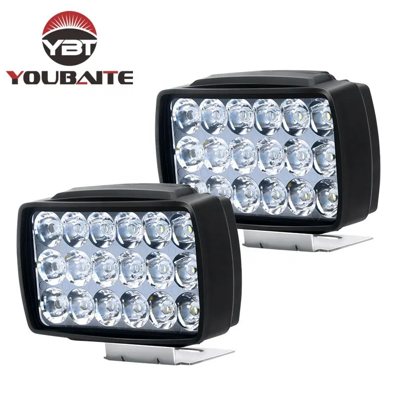 12-24V Mobil Lampu Kerja Led 48 Watt 4 Inci 18 Manik-manik Square Light untuk Kendaraan Off-Road Truk Lampu Lampu Sorot Ditingkatkan Pencahayaan