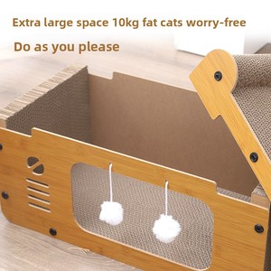Villa pour chat classique de taille moyenne avec griffoir intégré, très grande, sans perte de poils, murale verticale en bois massif - Product Image 3