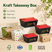 Boîte à hamburger jetable en papier kraft résistant à la graisse, fabriquée à partir de matériaux recyclés biodégradables, pour les restaurants et les plats à emporter