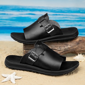 Sandalias de Hombre con Punta Abierta y Parte Superior de Cuero PU, Antideslizantes, para Caminar en la Playa en Verano, con Plantilla, Precio de Descuento, Gran Venta en África - Product Image 5