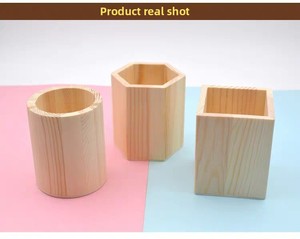 Toptan Modern DIY katı ahşap kare kayın alüminyum ofis masaüstü saklama kutusu çok fonksiyonlu plastik gıda kalemlik - Product Image 6
