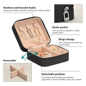Portable Velvet Lined Small Jewelry Storage <b>Case</b> with Zipper & Ring Slots Custom Logo - Product Image 4