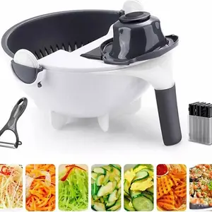 Kitchen tools & gadgets Manual Multifunctional rotate 9 in 1 veggie cutter mandoline slicer vegetable chopper