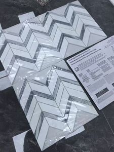 Carrara White Marble <b>Mosaic</b> Tiles 10mm Thick Modern Round for Room - Product Image 2