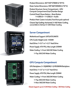 10-GPU Workstation Server Barebone-System, A100, 170HX, 5090, 4090, 3090, 3080, für Rendering, KI & Deep Learning Training - Product Image 6