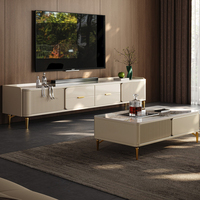 Soporte de TV de piedra sinterizada de lujo moderno con cajones de almacenamiento con base de metal duradero y ecológico para espacios de comedor de hotel de sala de estar