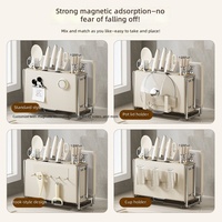 Support magnétique pour couteaux et planche à découper, porte-ustensiles en acier inoxydable, support pour couteaux à légumes, couleur crème, design moderne