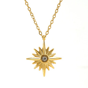 ZOGXIN Eight Pointed Star Pendant Necklace 18K Gold Plated Titanium Steel Clavicle Chain Women's Jewelry Gift - Product Image 5
