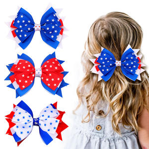 Nuevo Pasador de Pelo con Lazo para Niños del Día de la Independencia Americana, Azul, Blanco y Rojo, con la Bandera Nacional, Adorno para el Cabello con Estrella de 3.5 Pulgadas - Product Image 5