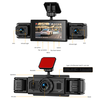 Podofo 4 saluran kamera dasbor mobil 1080P kamera depan belakang kanan kiri kamera dasbor 3 "IPS 8 penglihatan malam/Video putaran OEM grosir