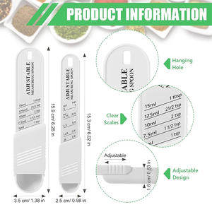 Ensemble de cuillères doseuses réglables – 2-en-1, 5 à 9 mesures dans une seule cuillère – Plastique, sans BPA – pour ingrédients secs et liquides – Kitc - Product Image 1