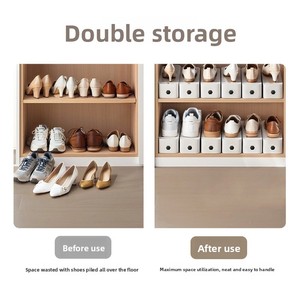 Foldable Design <b>Space</b>-<b>saving</b> Adjustable Double-Layer PP Material <b>Shoe</b> Rack Cabinet for <b>Shoes</b> and Slippers - Product Image 5