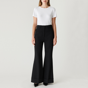 <span class=keywords><strong>Pantalon</strong></span> large <span class=keywords><strong>taille</strong></span> <span class=keywords><strong>haute</strong></span> évasé pour <span class=keywords><strong>femme</strong></span>, modèle OEM, vente chaude - Product Image 1