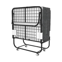 Matelas de lit pliant moderne 75x38 po, lit d'appoint multifonctionnel pour hôtel, mousse à mémoire de forme de 5 po, confortable, gain de place, cadre métallique avec roulettes