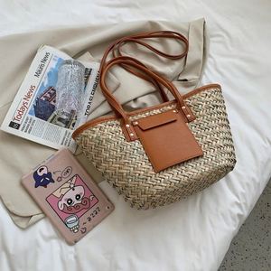 Bolsas De Senhora Feitas a Mao Bolsa Tecelagem Feita Saco Palha Verao naturel Genericas Para Mulheres Com Laco <span class=keywords><strong>Amarelo</strong></span> - Product Image 6
