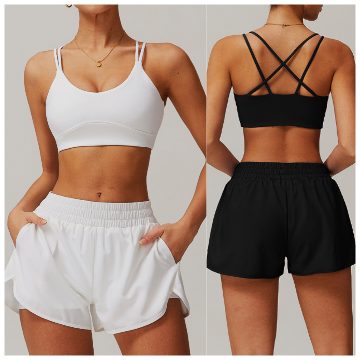 New Women's Solid Yoga Sportswear Set High Waist Quick Drying Gym Fitness Sports Bra Running Shorts High Quality