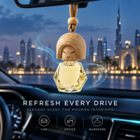 Diffuseur d'air de luxe pour voiture, flacon en verre facetté, bouchon en bois, cordon tressé, concentration de parfum à 60%, logo personnalisé, OEM ODM Dubaï