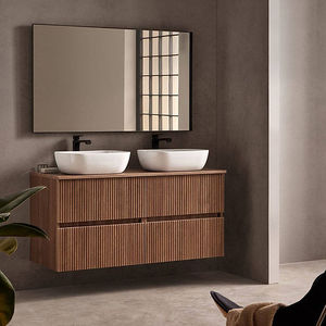 <span class=keywords><strong>Meuble</strong></span>-lavabo mural moderne en MDF contreplaqué couleur chêne <span class=keywords><strong>de</strong></span> <span class=keywords><strong>100</strong></span> <span class=keywords><strong>cm</strong></span> avec 2 <span class=keywords><strong>tiroirs</strong></span>, miroir <span class=keywords><strong>de</strong></span> <span class=keywords><strong>salle</strong></span> <span class=keywords><strong>de</strong></span> <span class=keywords><strong>bain</strong></span> à LED inclus, lavabo en céramique - Product Image 3