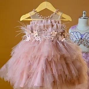 Toptan çocuk bebek tutuş kız elbise klasik tül etek çocuk giyim kız Tutu etek nakış prenses elbise kız için