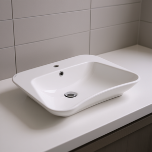 Lavabo ergonómico de un solo orificio de 62 cm de longitud, moderno, para uso en el baño. - Product Image 3