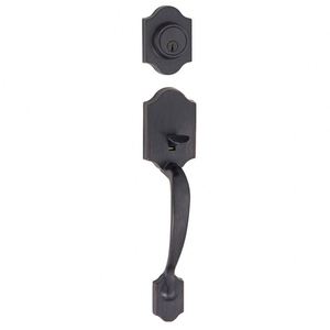 WEKIS Vintage Waterproof Single Cylinder Deadbolt <b>Handle</b> Set Lever Door <b>Lock</b> Iron Black Finish Reversible for Right/Left - Product Image 4