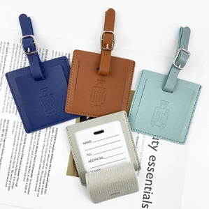Étiquette à bagages en cuir PU multicolore, style tendance, imprimée en typographie, personnalisable avec logo, carte d'embarquement - Product Image 2