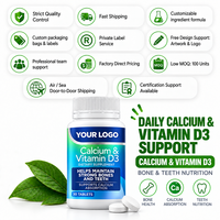 Comprimés de Calcium et Vitamine D3 OEM ODM pour la Nutrition Osseuse et Dentaire, Complément Alimentaire Minéral, Marque Privée, Vente en Gros, Formule Personnalisée en Usine