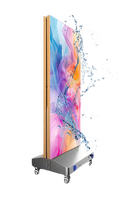Poster LED P1.86 Warna Penuh Dalam Ruangan 55-inci 16:9 Layar Sentuh IP40 Tipe Lantai Sambungan Tanpa Celah 4G Lift