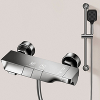Ensemble de douche gris anthracite 3 fonctions avec pommeau pluie, douchette à main et bec de baignoire, eau chaude et froide, vente en gros directe usine, OEM ODM