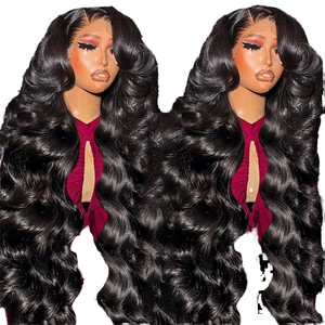 Des ondulations naturelles, une finition magnifique : perruque en cheveux humains 100% naturels, style body wave, avec dentelle frontale 13x4 HD, qui s'intègre parfaitement. - Product Image 1